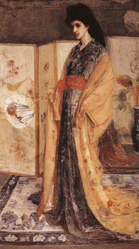 Whistler-s passion for all things oriental is presented here in his the princess from the Land of Porcelain, James Mcneill Whistler